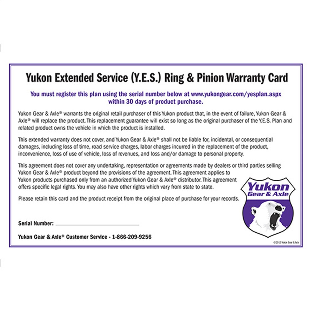 Yukon Gear YESRP Extended Service Plan for 18-22 Wrangler Ring & Pinion