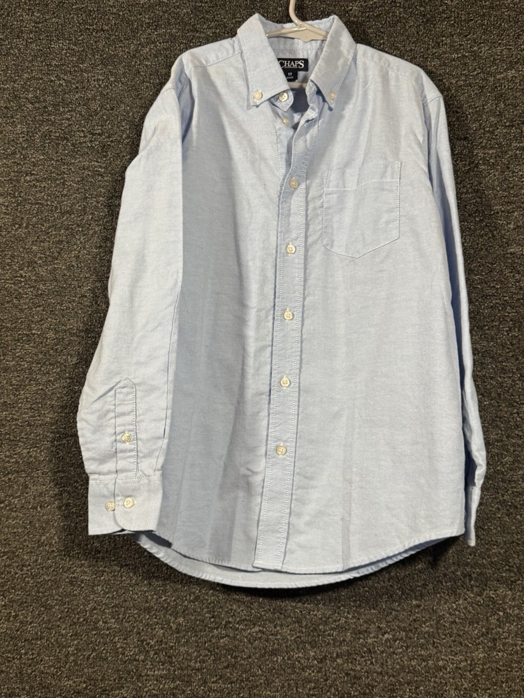 Chaps Boys Light Blue Long Sleeve Button Down Shirt Size 12