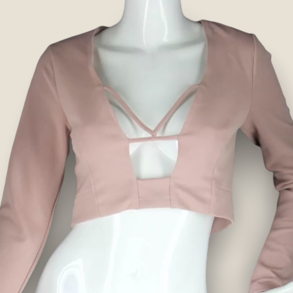 {DANCE & MARVEL} Shirt/Top Pink Cropped Open Design Zip Summer Dressy/Party ~S