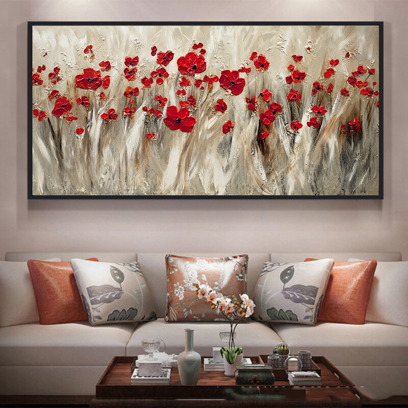 Large Flowers Hand-painted Oil Painting Wall Art Hand Painted Landscape Seascape