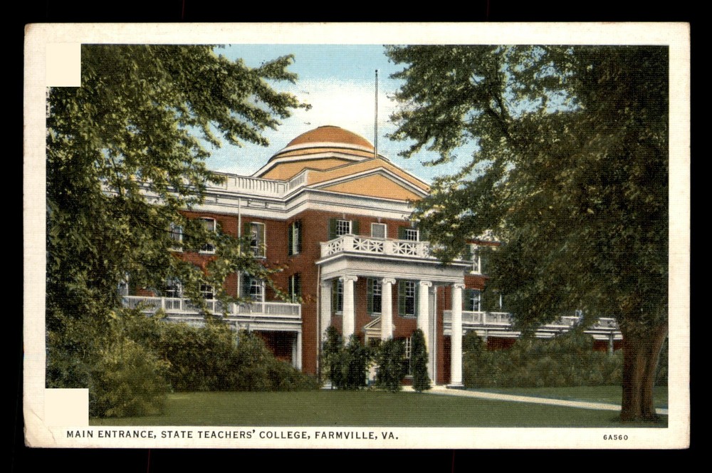 Main Entrance State Teachers College Farmville Virginia VA Posted Linen Postcard