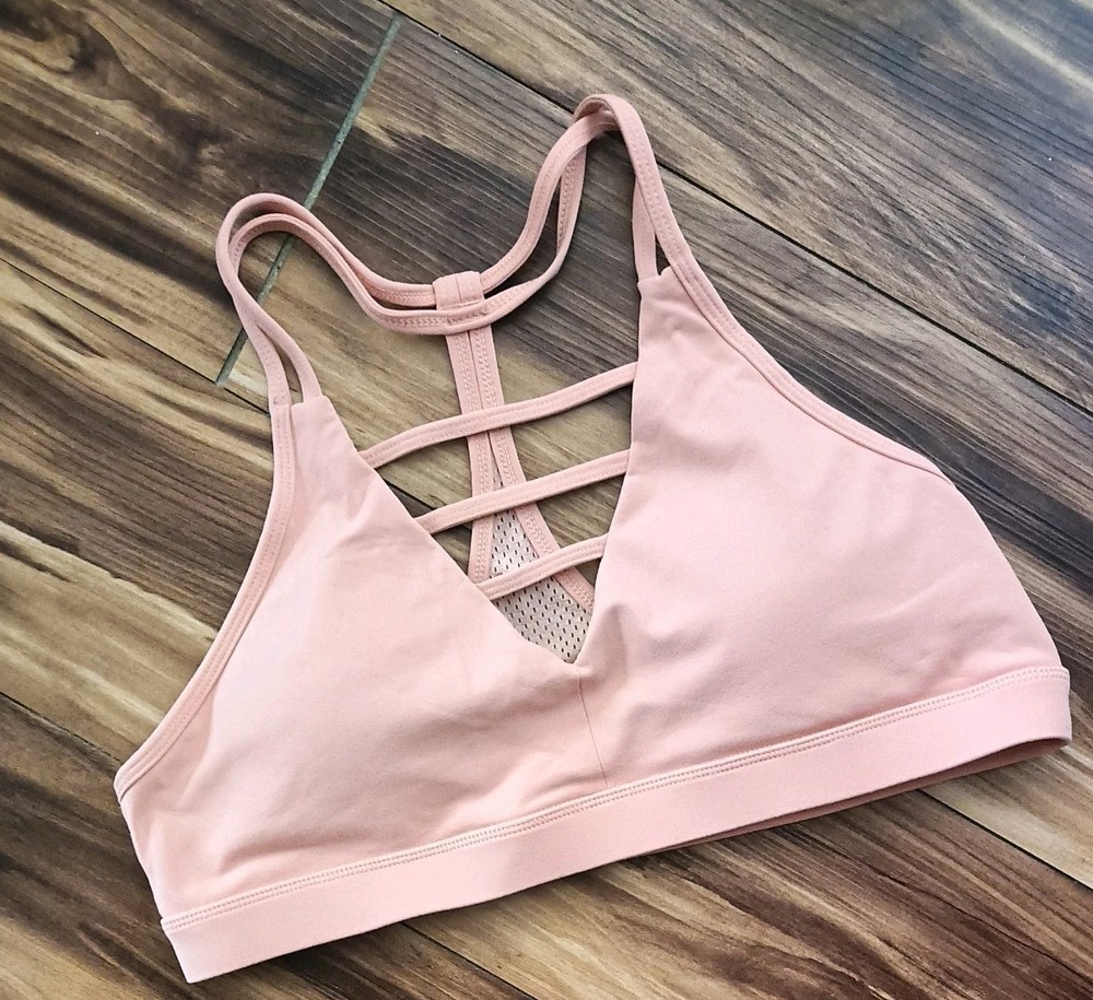 Zyia Active Strappy Sports Bra Size XXL Orange Padded Mesh Racerback Sporty