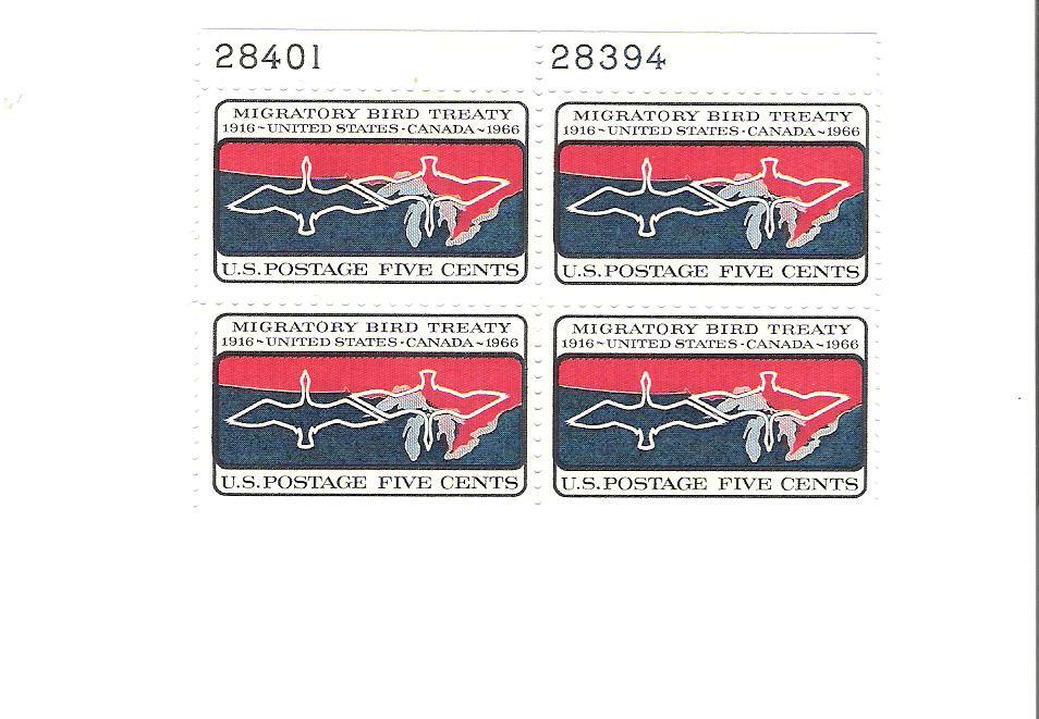 Scott # 1306 US  Bird Treaty  Plate Block  M/NH  O/G
