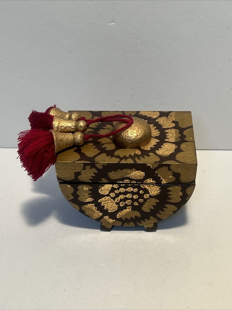 Thai Teak Wood Jewelry Box with Hand Carved Design