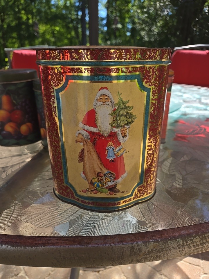 Vintage Father Christmas Made In England Tin