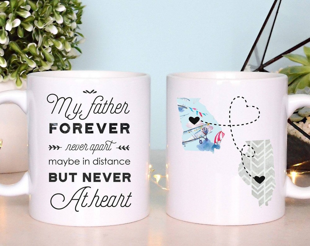 Fathers Day Gift Father Long Distance Mug Papa Moving States Mug Dad Mug For