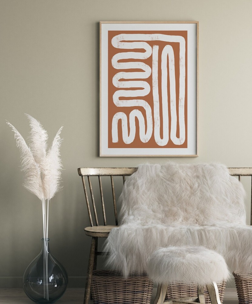 Abstract Minimal Orange Line Art Poster - Premium Quality in Custom Sizes-image