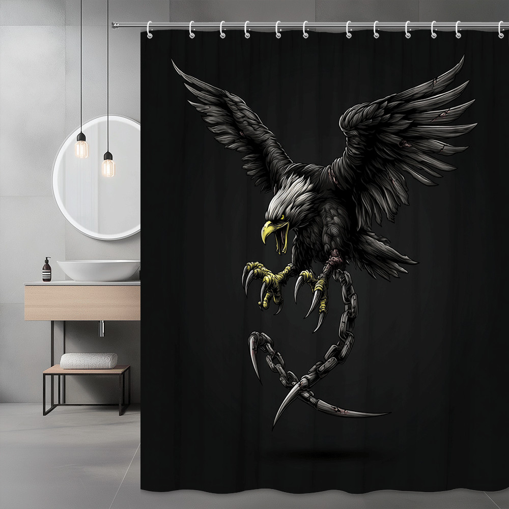 Black Eagle Shower Curtain Gothic Bird Graphic Print
