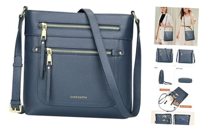 Crossbody Bags for Women Leather Purses for Women with Multiple Indigo Blue