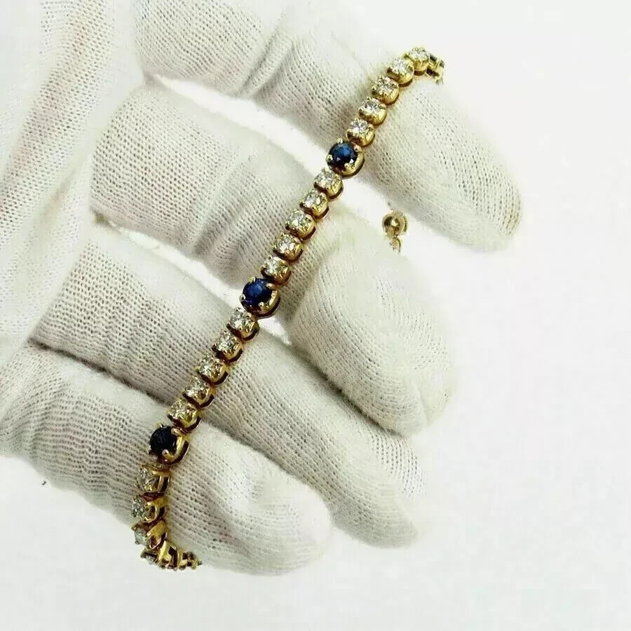 11ct Round Lab Sapphire Tennis Bracelet 14k White Gold Plated 7 Inch