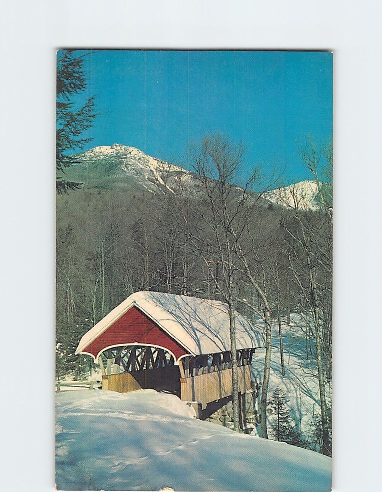 Postcard Flume Bridge & Mt. Liberty Franconia Notch New Hampshire USA