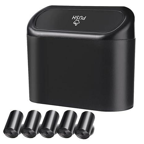 Car Trash Can with 75 Garbage Bags, 1.0L Plastic Multi-Purpose Container, Easy t