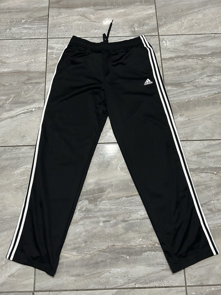 Adidas Men’s Warm-Up Open  Hem 3 Stripes Tracksuit Bottoms - Large