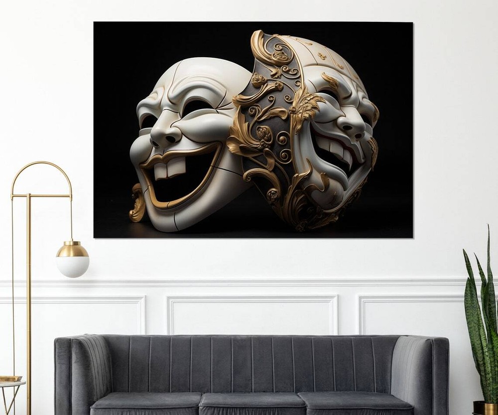 Theater Masks Wall Art Canvas Unframed Print Art