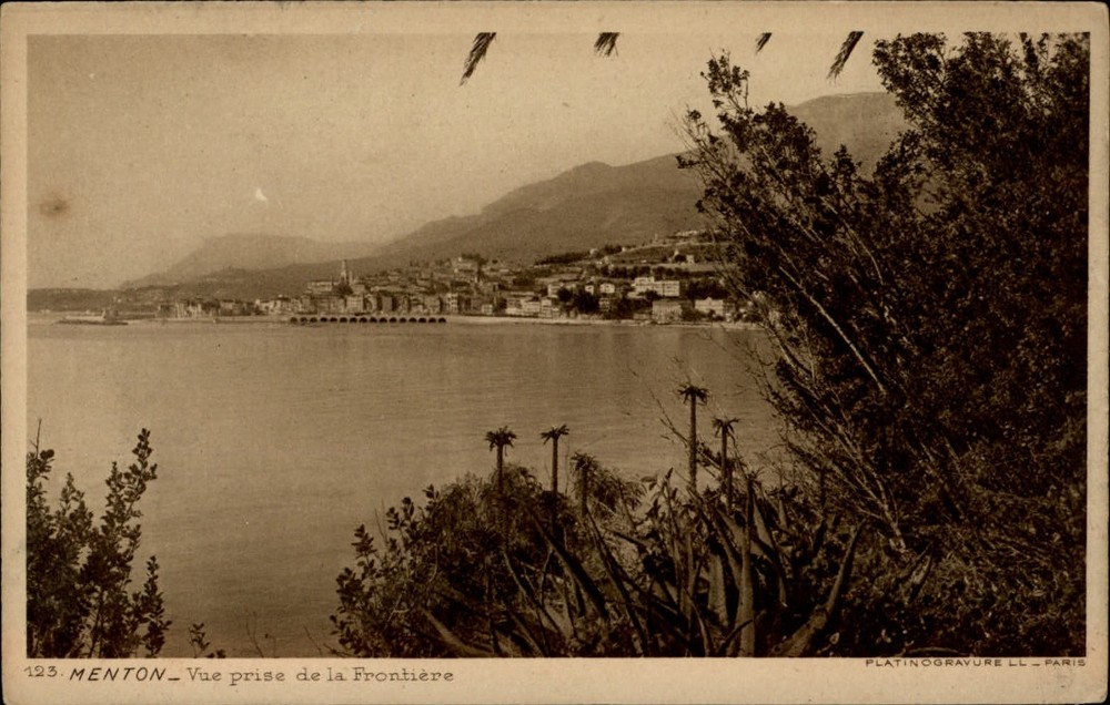 Menton France View From The Border vintage postcard s519
