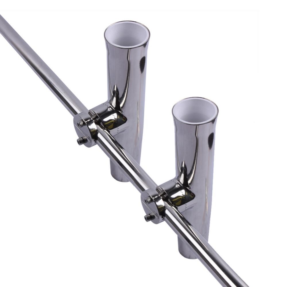 2X Stainless Steel Boat Fishing Rod Holder Clamp for 7/8-1 Inch Rail Mount