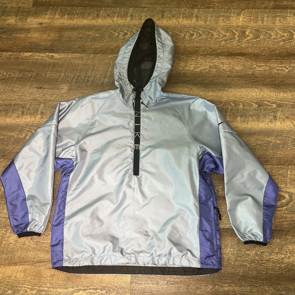 Vintage Nike Windbreaker 1/2 Zip Women’s Medium (8-10)  Multicolor Hooded Vented