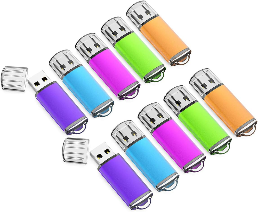 32GB USB 2.0 Flash Drives 10 Pack in Mixed Colors Thumb Drives