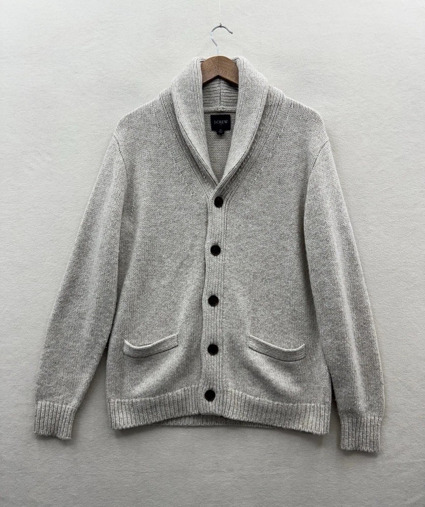 J. Crew Mens Medium Beige Knit Button Up Cardigan Sweater