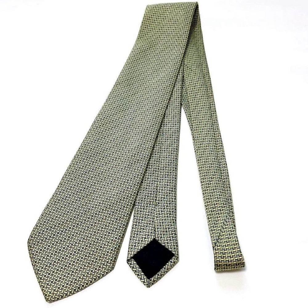 HERMES Necktie Tie Geometric 100% Silk Men's Made in France Used Authentic