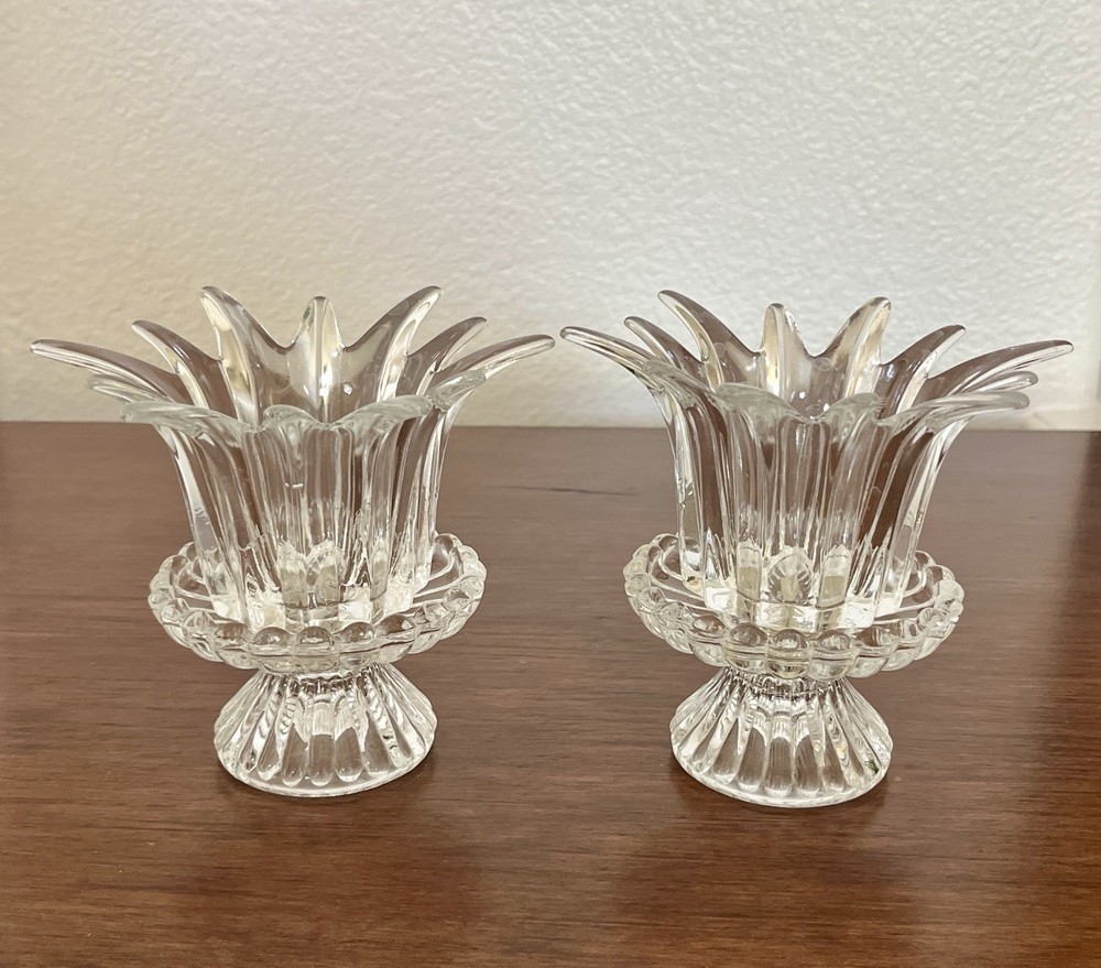 PartyLite Crystal Votive Tea Light Candle Holder Germany Set Of 2
