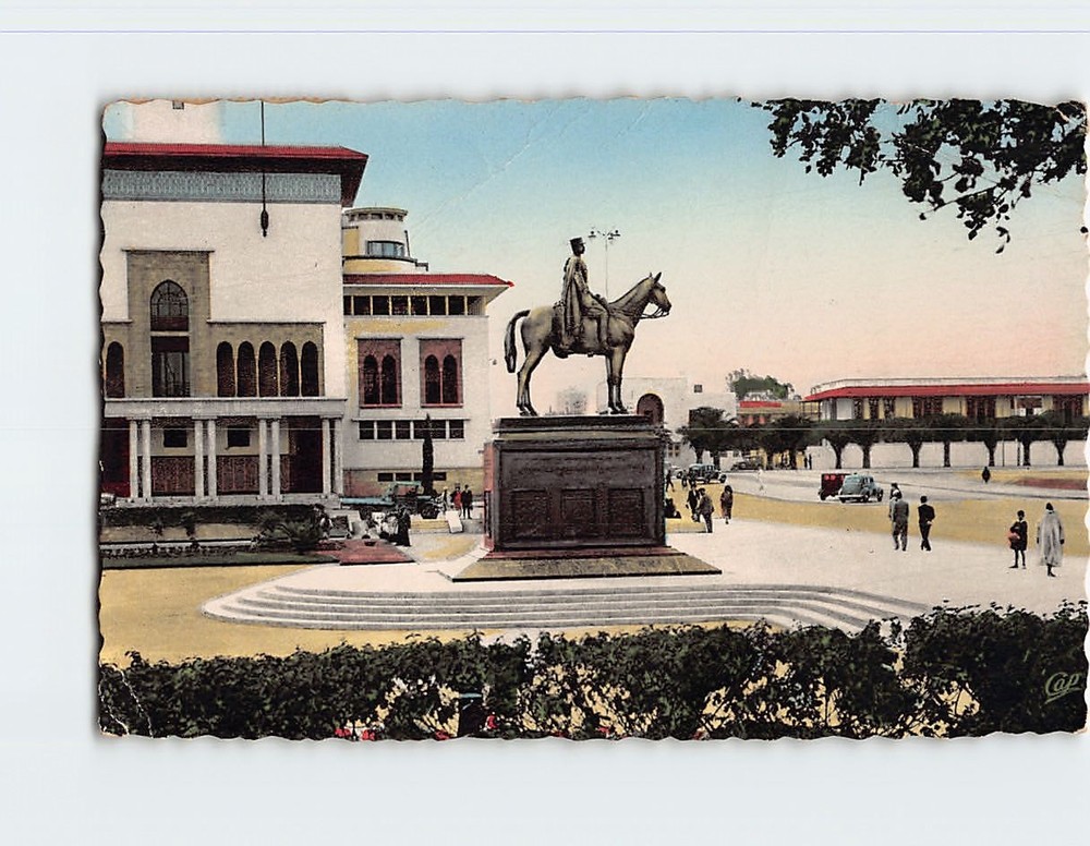 Postcard Equestrian Statue of Hubert Lyautey Casablanca Morocco