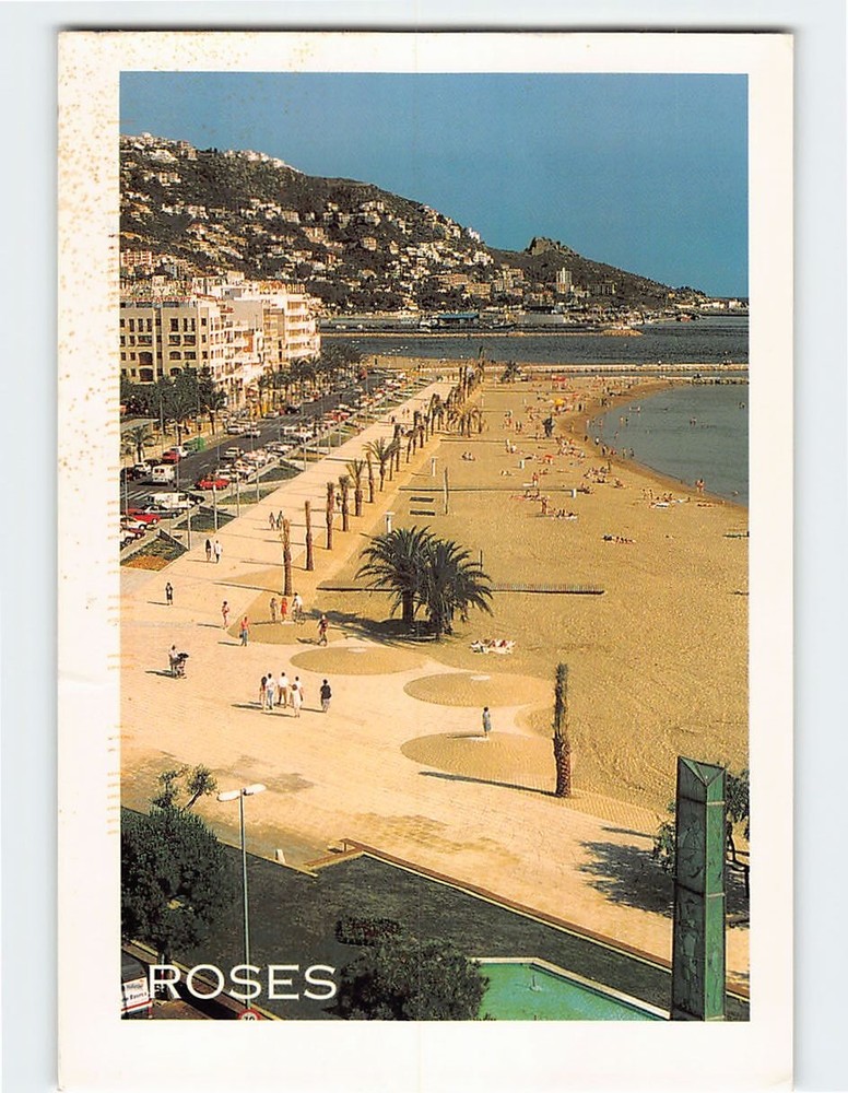 Postcard Beach Scene Roses Costa Brava Spain
