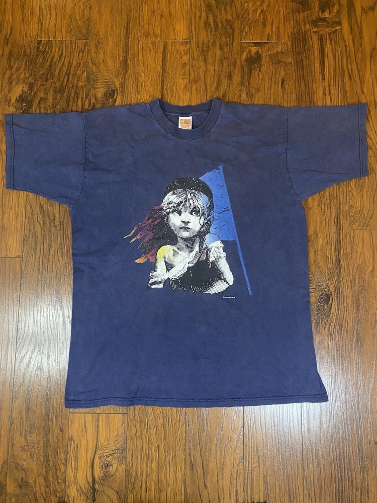 Vintage Les Miserables Shirt Adult Large Broadway Musical Graphic Tee 1986 80s