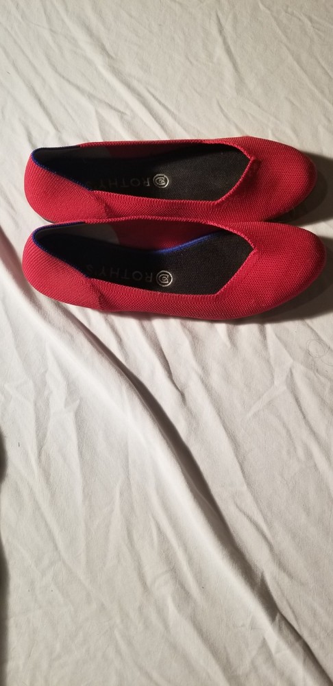 Rothy's The Flat Womens Bright Red Round Toe Slip-On Shoes Loafers Size 10