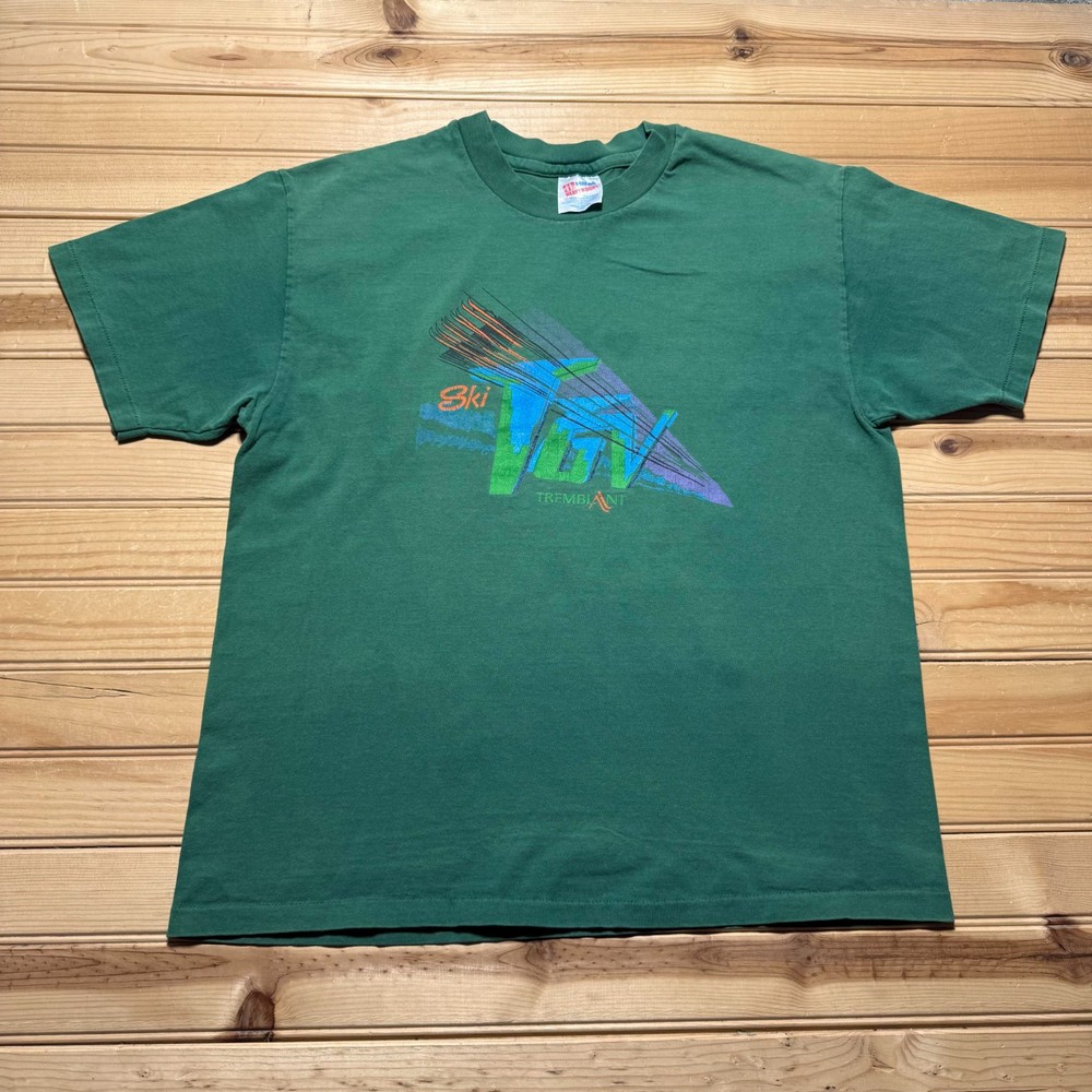 Vintage 90s TGV Chairlift Ski Resort Tremblant Canada Souvenir T-Shirt USA Large