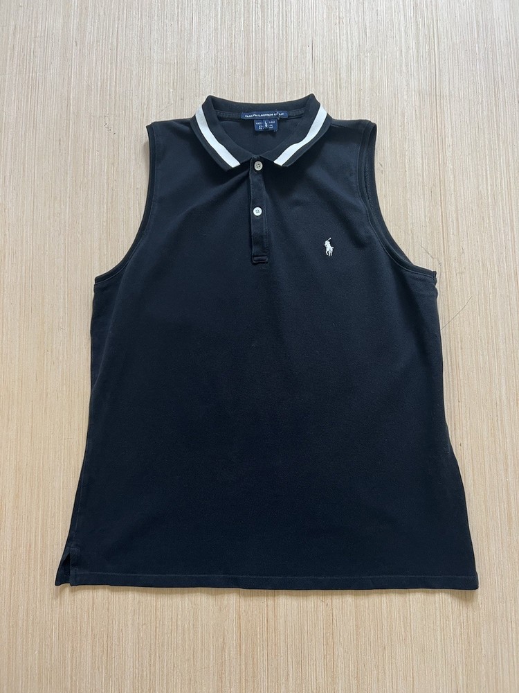 Vintage Polo Ralph Lauren Golf Collar Sleeveless Button Up Women’s Large Black