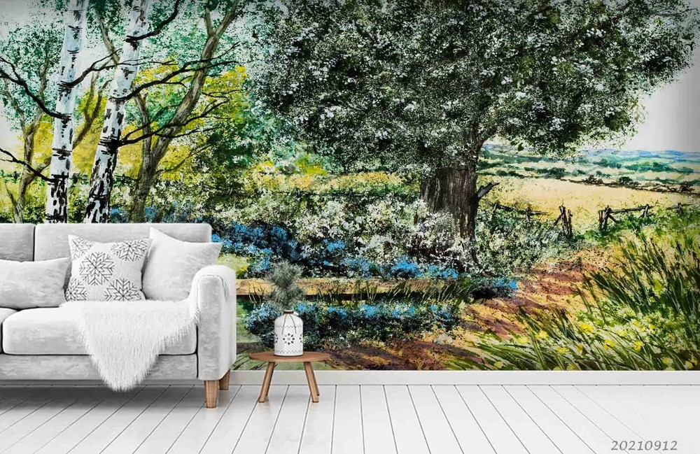 3D Tree Landscape Oil Painting Wall Murals Wallpaper Murals Wall Sticker