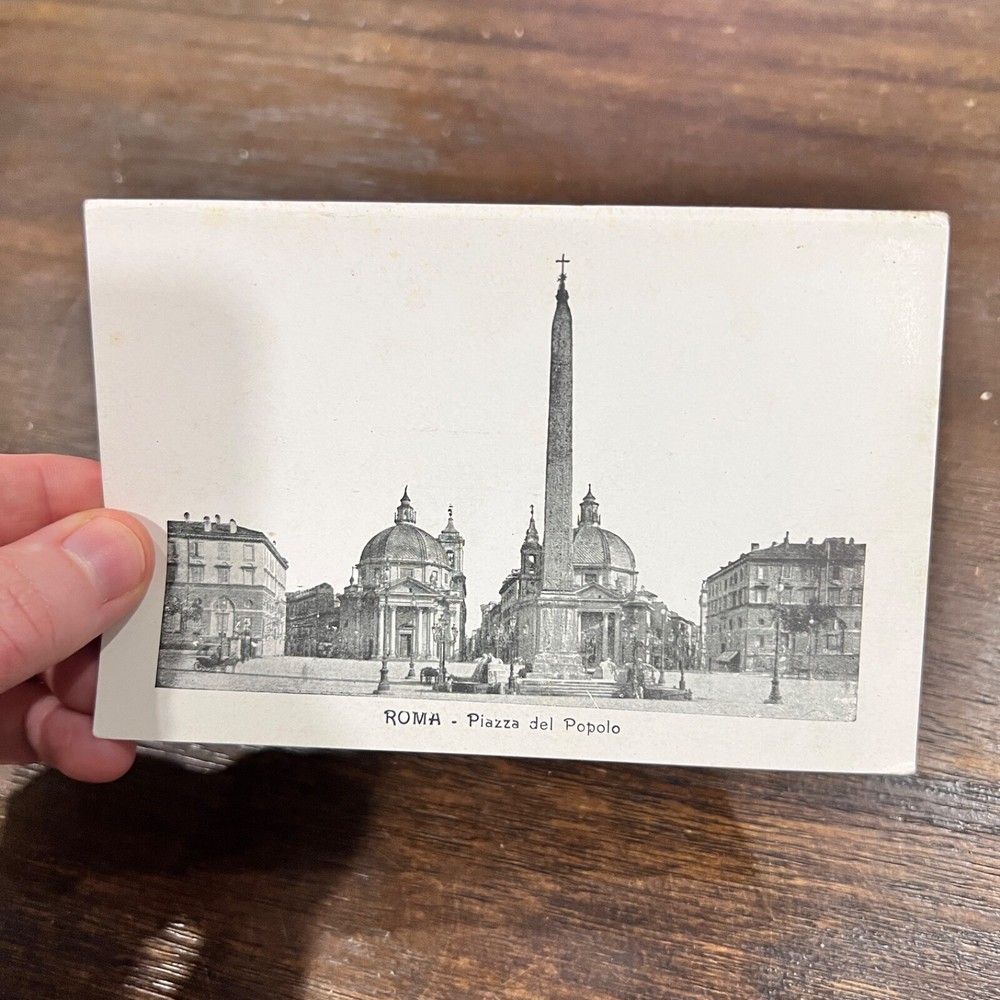 Vintage Postcard Rome Italy Piazza Del Popolo Obelisk And Twin Churches