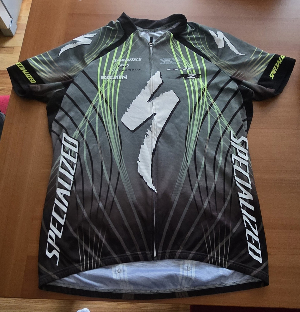 Specialized S-Works Cycling Jersey Men’s XL Gray/Black/Green Short Sleeve Zip