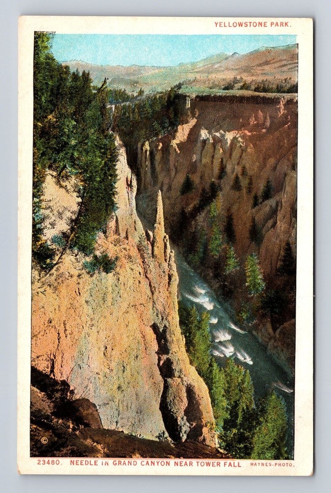 Yellowstone National Park-Needle In Grand Canyon, Tower Fall, Vintage Postcard