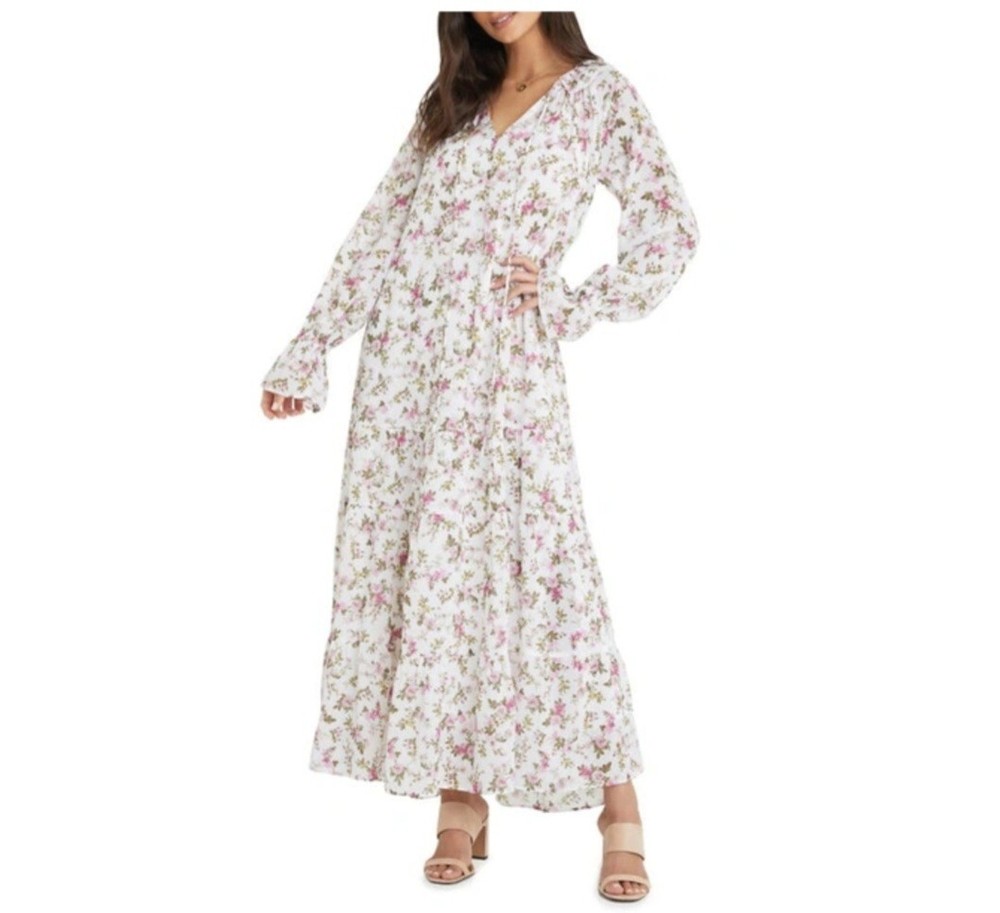 VICI Floral Long Sleeve Chiffon Maxi Dress SIZE SMALL