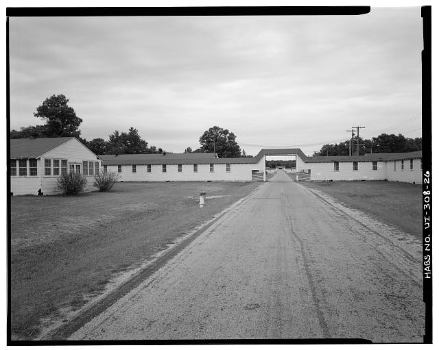 26. VIEW BLOK 10, HOSPITAL WALKWAY FROM ROAD - Fort McCoy, Sparta, Monroe