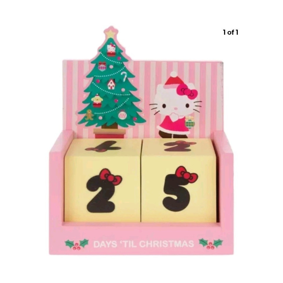 Hello Kitty Christmas Countdown Calendar Blocks Wooden Pink Green White Yellow
