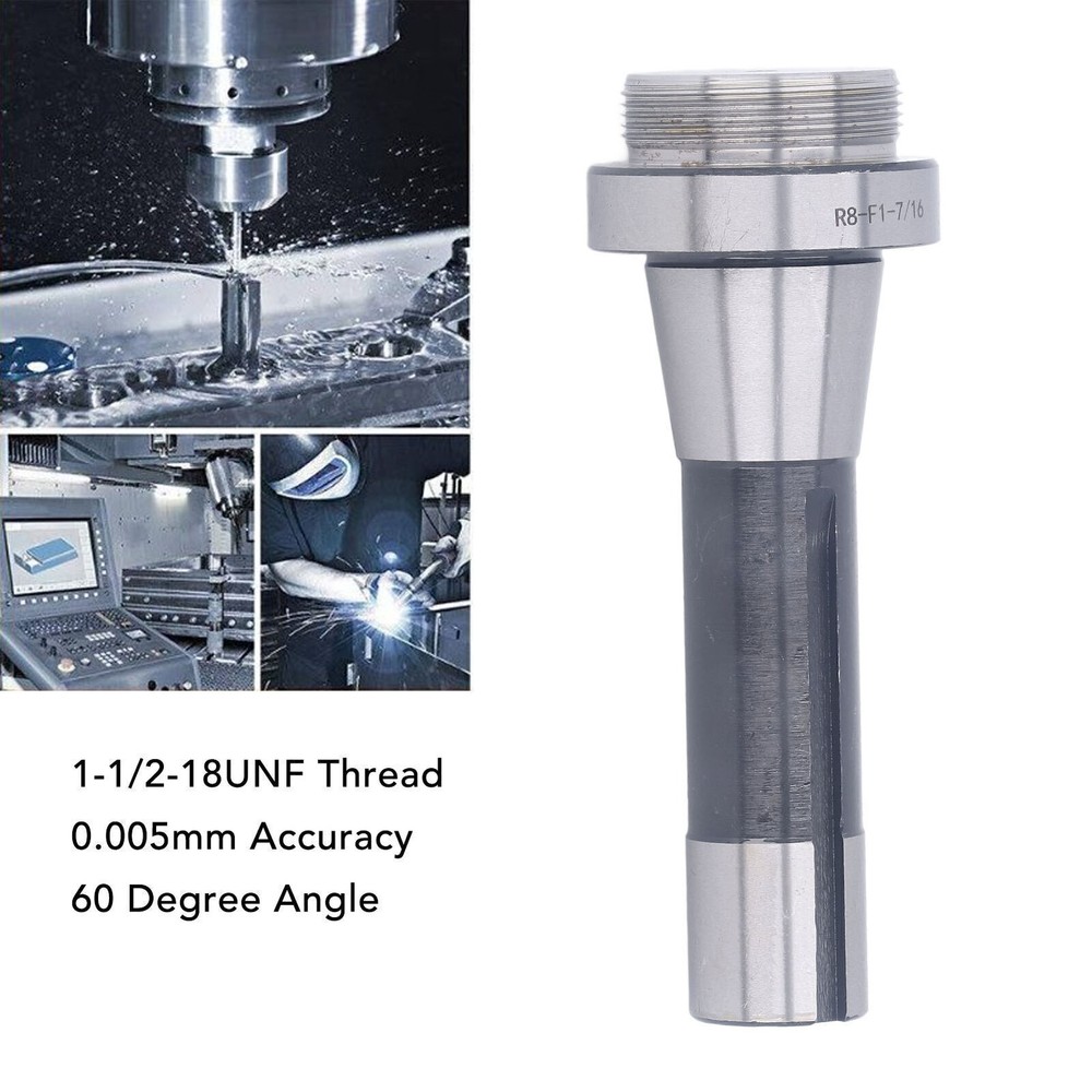 R8 to 1-1/2-18UNF Boring Head Shank with 7/16 Arbor End Mill Adapter