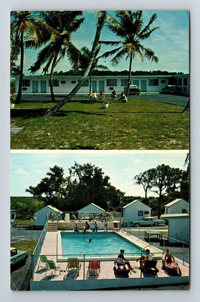 Miami Beach FL-Florida Sun Deck Cottages Outside And Pool View Vintage Postcard