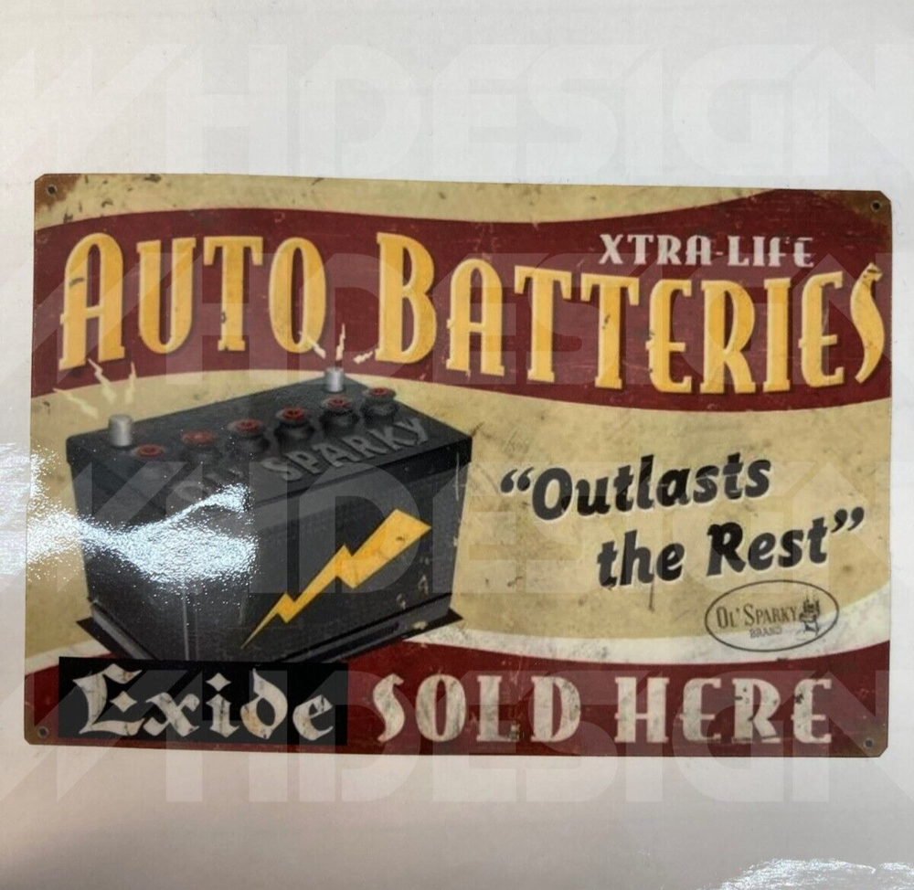 Exide Battery vintage style sticker for classic cars and toolboxes