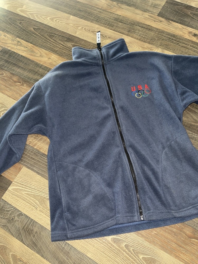 Team USA Olympics 90s Vintage Blue Fleece Jacket for Men Full Zip
