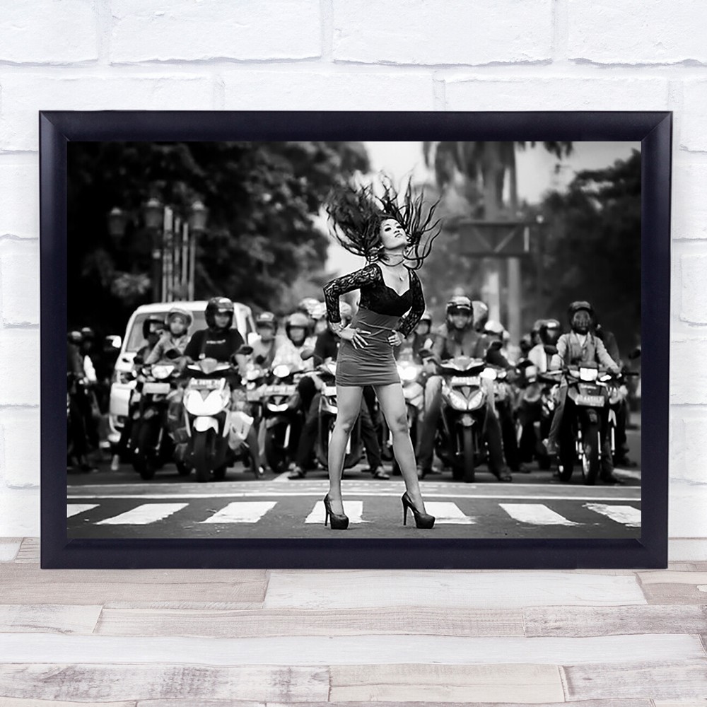 Streets Indonesia Jakarta Vespa Motorbikes Street Model Hair Woman Art Print