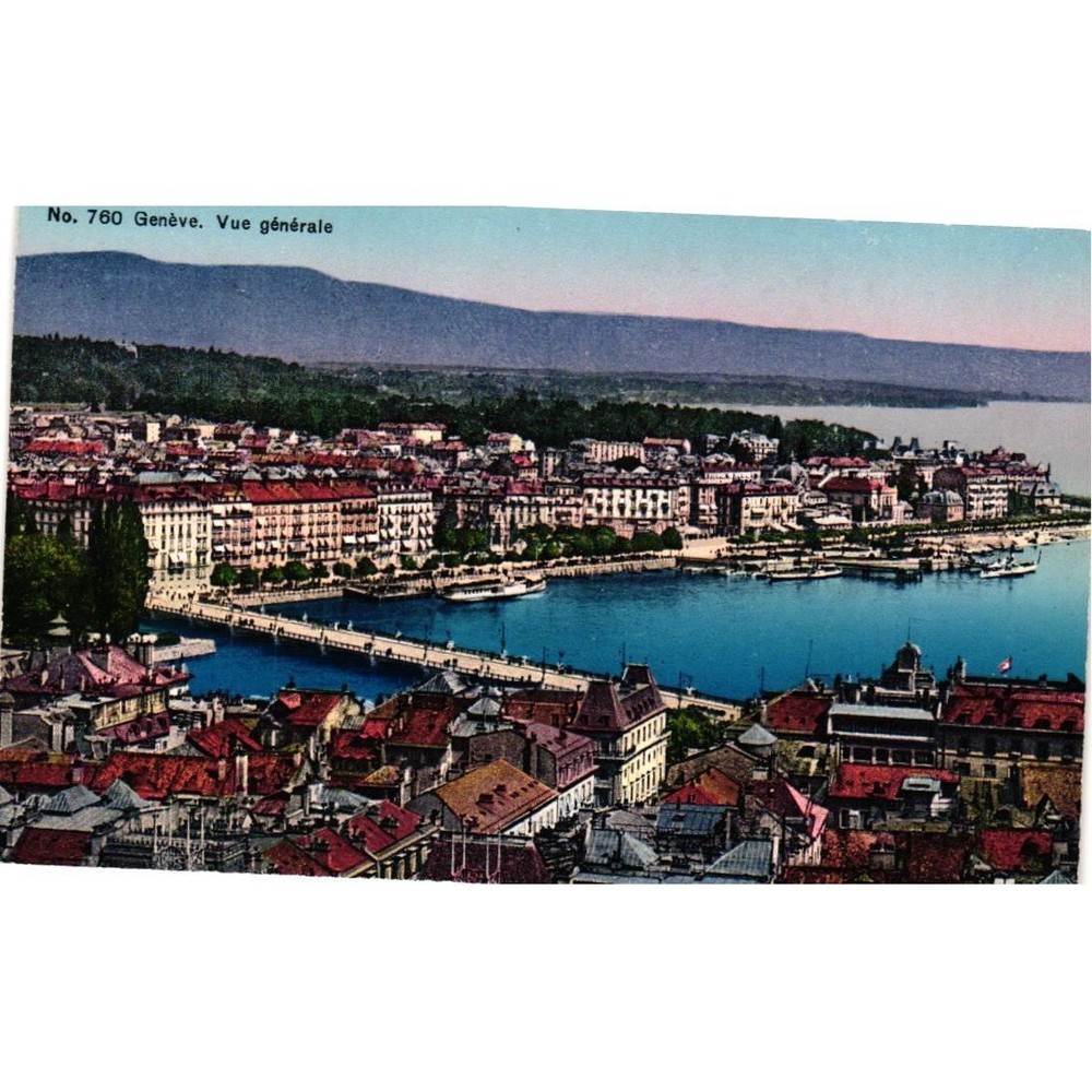 Vintage Geneva Switzerland Postcard No 760 Geneve Vue Generale Phototypie Co