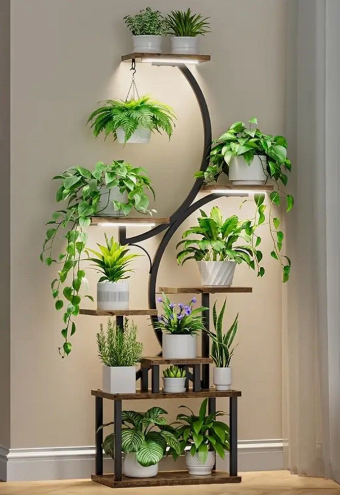 8-Tier LED Shelf for Plants or Storage – Stylish & Space-Saving