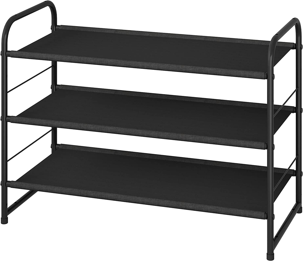 3-Tier Stackable Shoe Rack – Expandable Fabric Storage Organizer