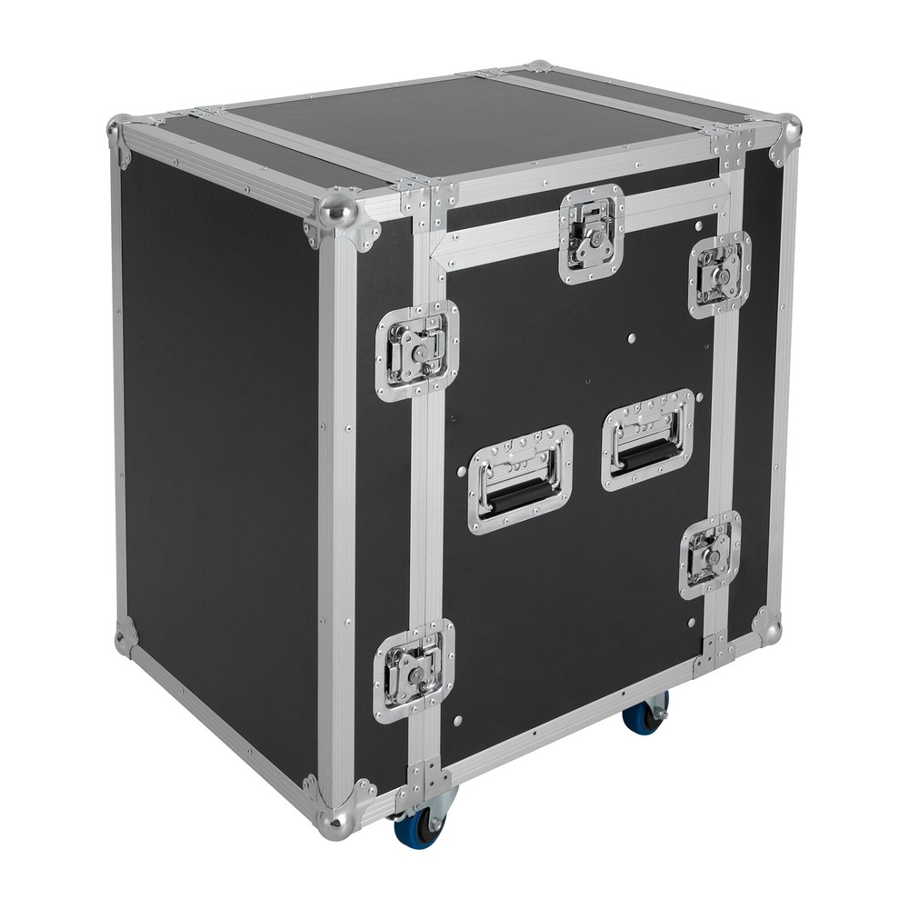 10U PA DJ Rack/Road Case w/Slant Mixer Top & Casters- Amp Effect PA/DJ Pro Audio