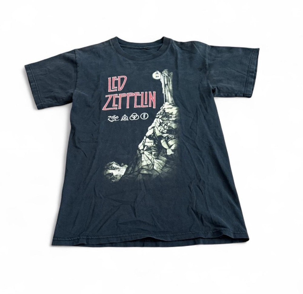 Vtg 90s Y2K Led Zeppelin Band Tee Shirt Black Stairway To Heaven Zoso Medium