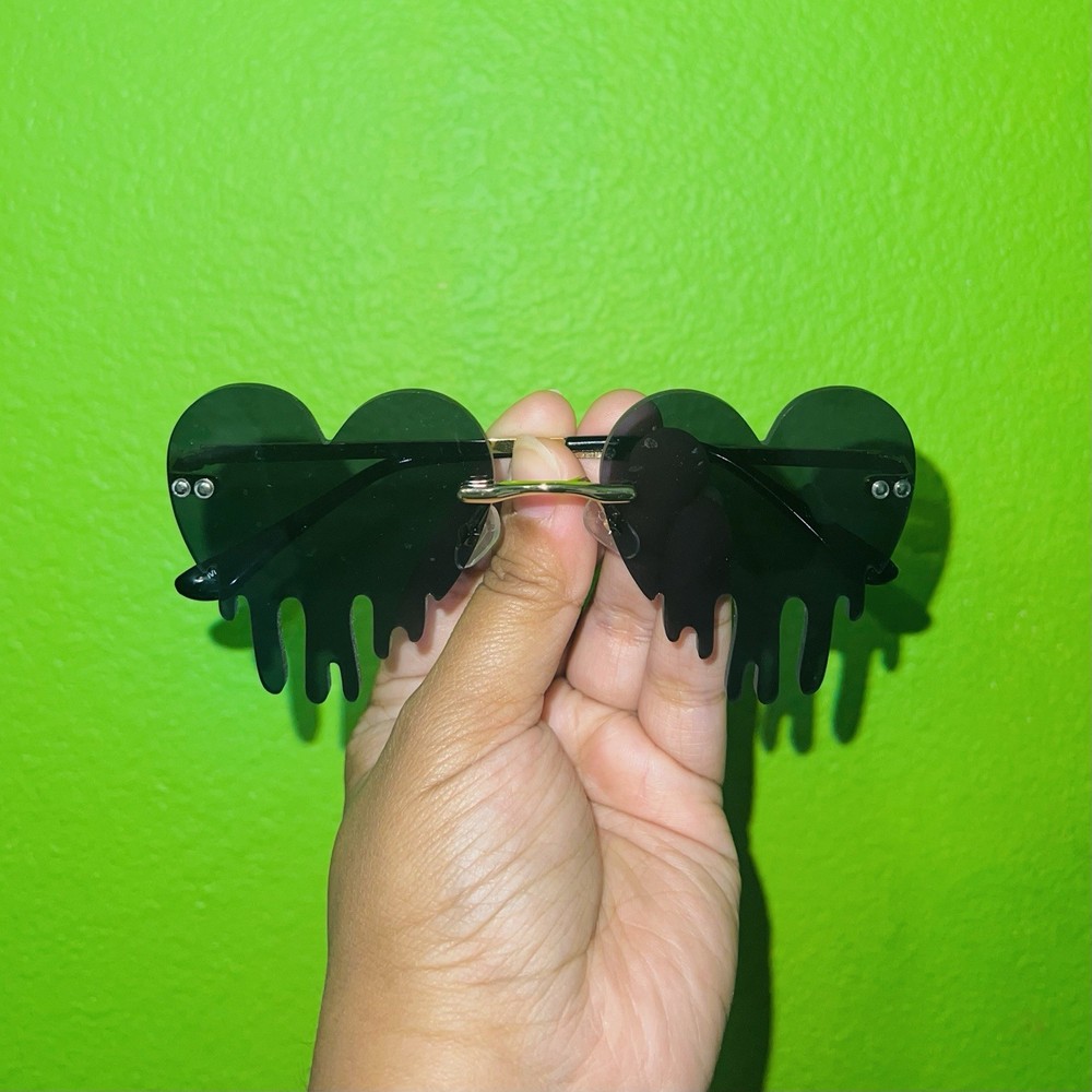 Hot Topic Black Heart Shaped Melting Sunglasses