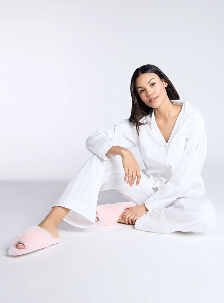 Boux Avenue Pyjama Set Women's Soft Tonal Stripe Cotton Pants Top Sleepwear